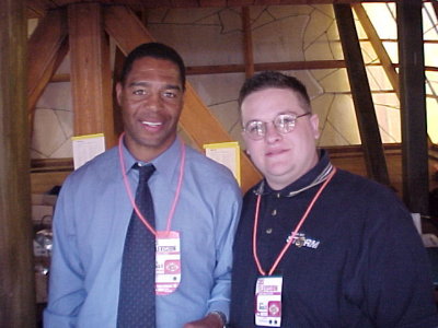 Me and NFL Hall of Famer & CBS broadcaster Marcus Allen at Super Bowl XXXV
