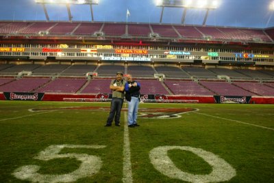 Me & Chris Arnold at the 50-yard line at Raymond James Stadium in Tampa, Florida