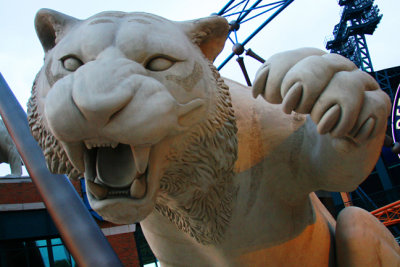 Big tiger in front of Comerica Park in Detroit, Michigan.