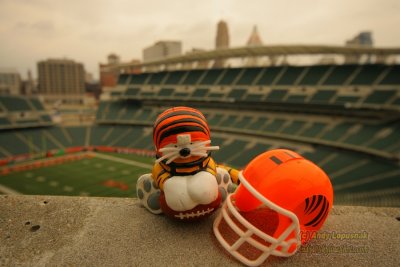 NFL Huddles: Cincinnati Bengals figure at Paul Brown Stadium in Cincinnati, OH