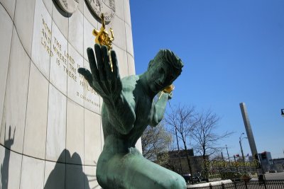 Spirit of Detroit statue outside of the City - County Building in Downtown Detroit