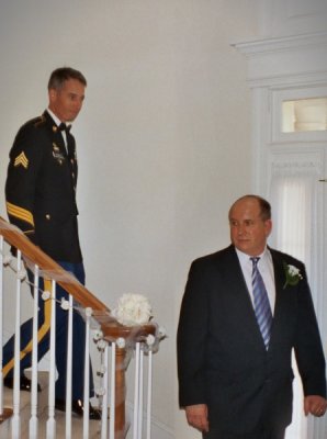 John and Best Man, Mark, in procession to the Minister
