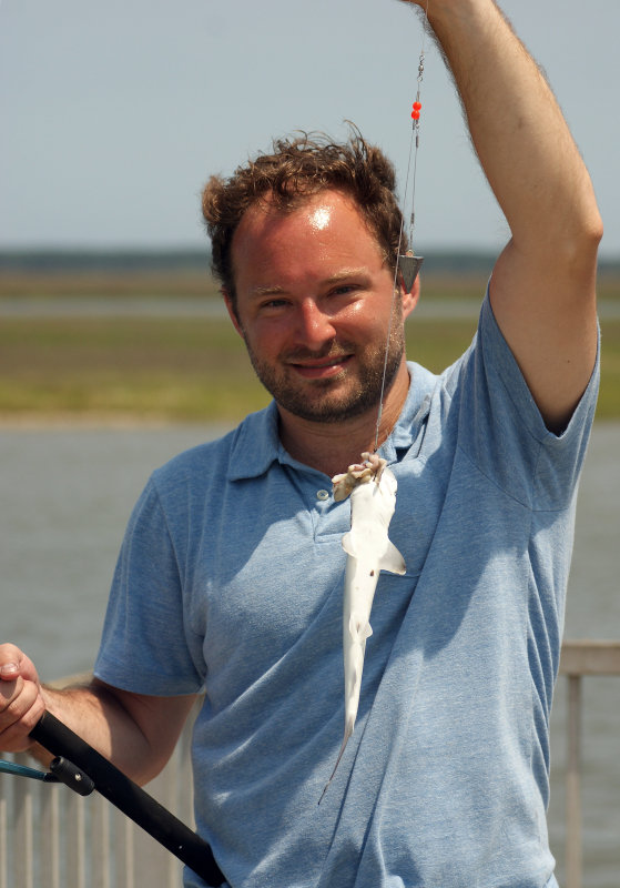 Dan lands a massive sand shark