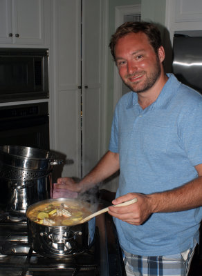 Dan makes a seafood - fish soup