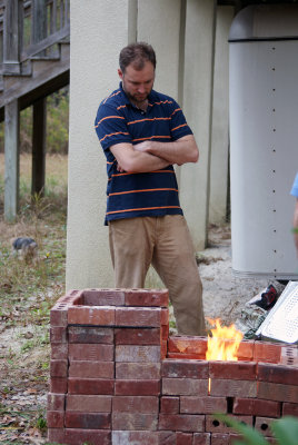 Dan supervises the flame
