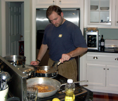 Dan preparing dinner
