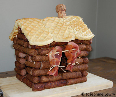 sausage log cabin with bacon curtains
