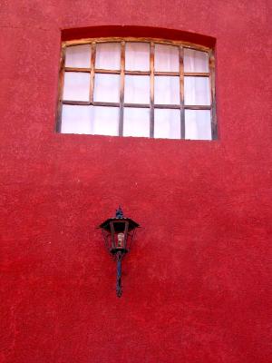 red walls, window