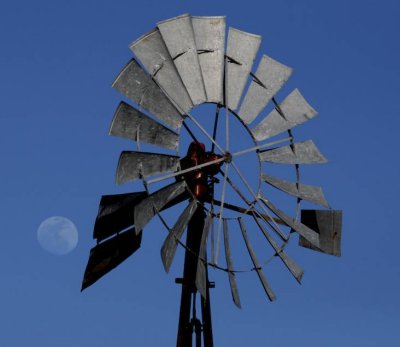 Windmill and Moon along Chorro Road