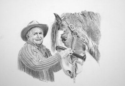 Bill and his Champion Clydesdale stallion - graphite pencil - Strathmore Bristol Smooth 260 gsm 