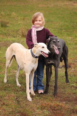 Bonnie with the big dogs.