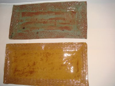 Warped buff stoneware trays... I'll use these to deliver cookies to someone!