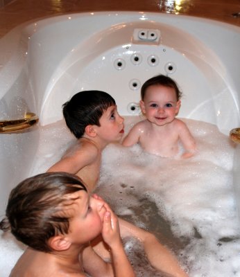 Rub a dub dub, 3 grandkids in the tub