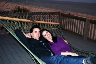 Troy and Jess enjoying the sunset from the balcony