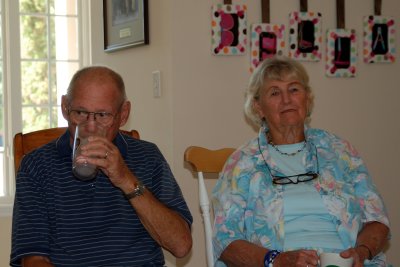 Grandma and Grandpa were able to make it to the shower. Notice the wall decor over Grandma's head? It spells BELLA