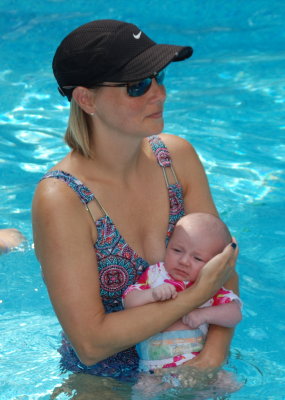 Aunt Angie takes Bella for her first swim