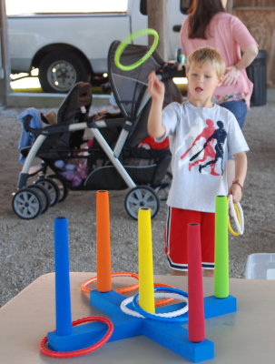 Brooks showing his skills at the ring toss