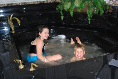 Paige and Brooks loved the big tub