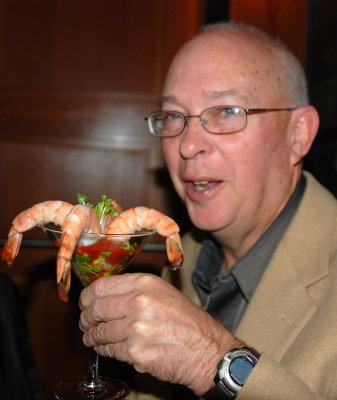 Mike enjoying the shrimp cocktails