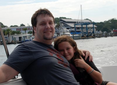 Daddy and Paige on the boat