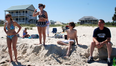 Sarah, Jody, Gage, and Adam are beach watching