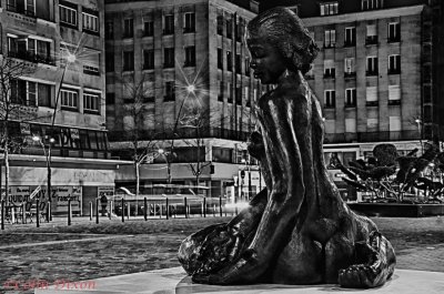 Valencienes France new statue (Black and White).