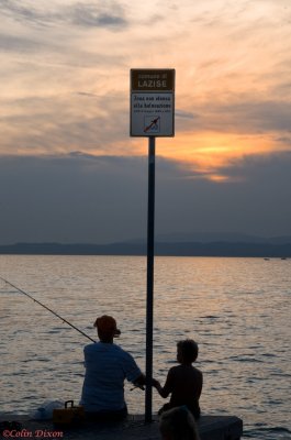 Fishing at sunset.