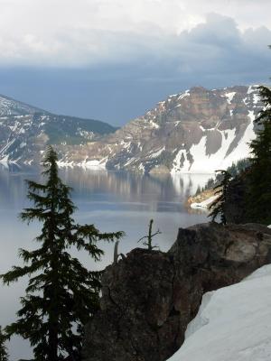 Crater Lake on a stormy day
