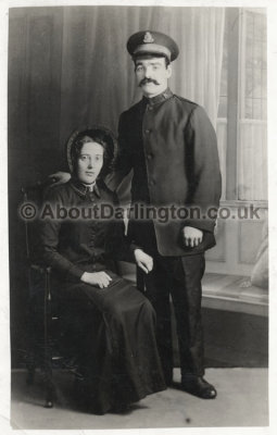 Margaret & Harry Nottger in Salvation Army uniform, sent to Meggie, Harry's sister in Huddersfield