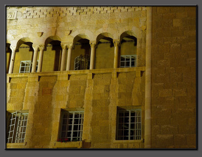 Y.M.C.A. building Jerusalem, at night (detail).