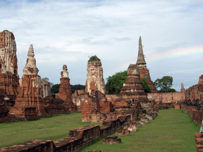 Ayutthaya - Wat Mahathat with rainbow