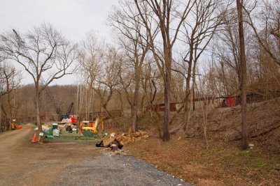 Freight train at the Catoctin Aqueduct construction site