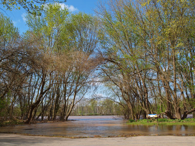 The boat-ramp is under water