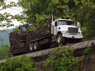 Carrying wooden sleepers for the railroad tracks