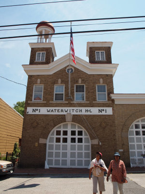 In front of a firehouse