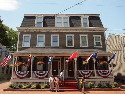 House with flags