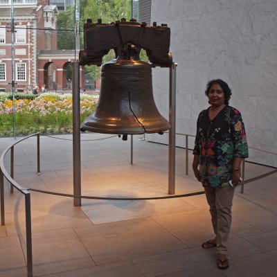 In front of the Independence Bell