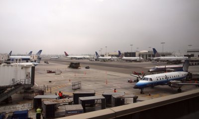 Outside the United Terminal at LAX