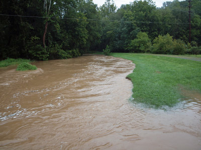 Seneca Creek overflows at Riffle Ford Road