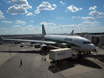 Alitalia A330 at gate at JFK