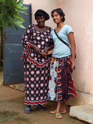 With her host mother