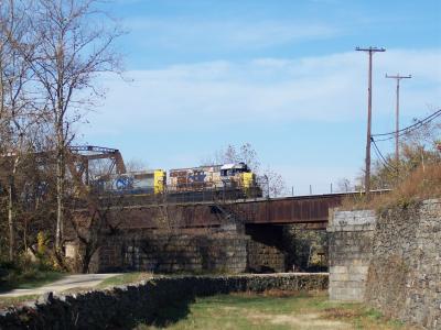 CSX engine over canal