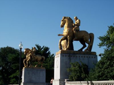 Statues at bridge entrance