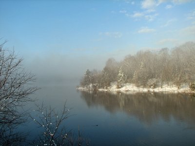 Early morning mist at Black Hills after snowfall