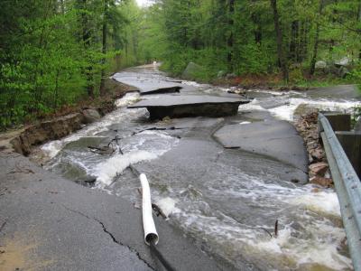 Alton Shores Road Wiped Out by Frohock Brook - May 14, 2006 - contributed photo