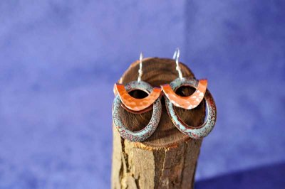 Copper and Enamel Earrings