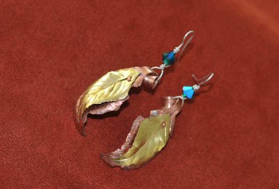 Brass and Copper Leaf Earrings