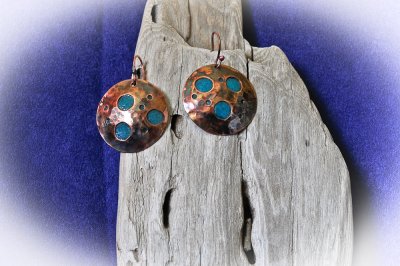 Copper Earrings with Resin