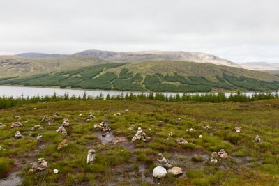 Modern 'cairns' built along road to Skye