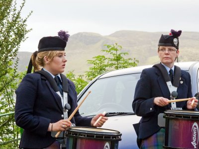 Pipe bands from throughout the Hebrides performing in Portree, Isle of Skye